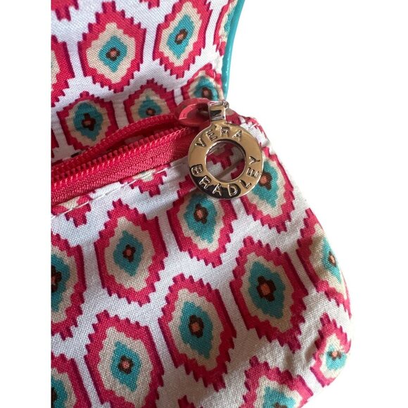 Vera Bradley Ikat Red/Teal Fabric Coin Purse Zippered Pocket & Magnetic Closure - Picture 3 of 4